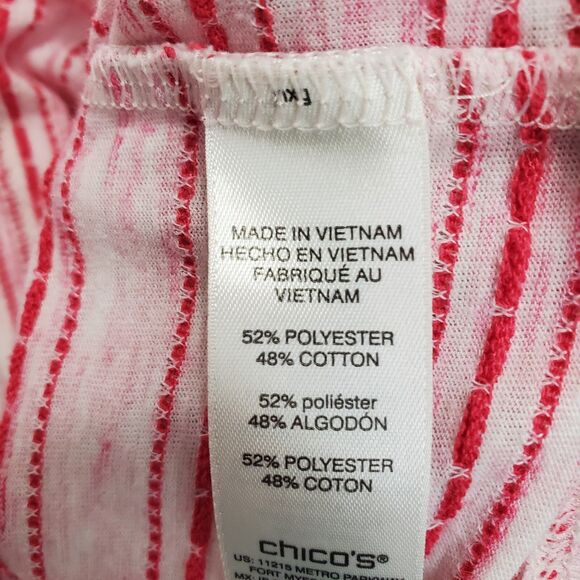 Chico's Cotton Blend Trio Spacedye Stripe Flutter-Sleeve Top Size 3 (XL) - Picture 5 of 7